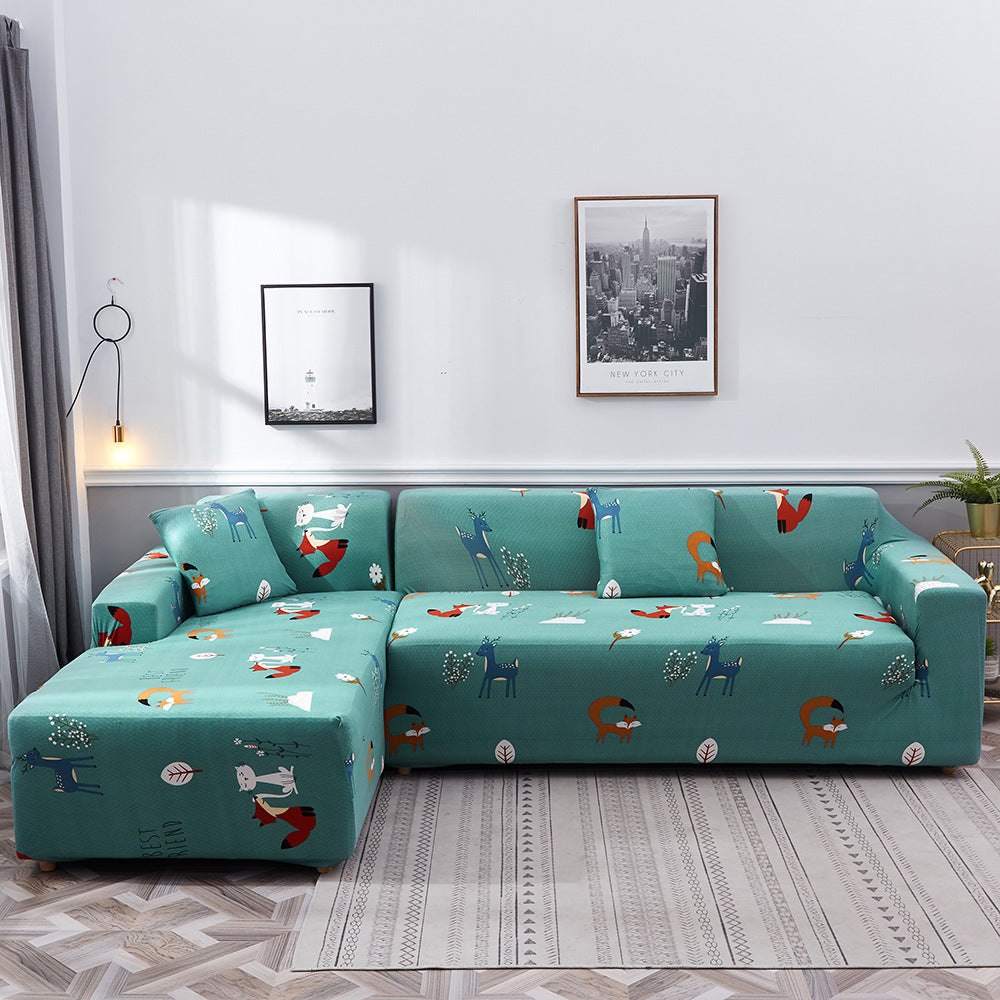 HKM-390099 Geometric Pattern Polyester Sofa Slipcover for Double Seat Sofas 145-185cm