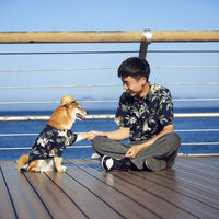 HKM-390163 Matching Casual Beach Shirts for Dogs and Owners in White, Yellow, Sapphire Blue - Cotton Fabric, Multiple Sizes Available