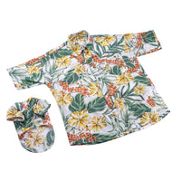 HKM-390163 Matching Casual Beach Shirts for Dogs and Owners in White, Yellow, Sapphire Blue - Cotton Fabric, Multiple Sizes Available