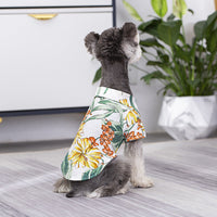 HKM-390163 Matching Casual Beach Shirts for Dogs and Owners in White, Yellow, Sapphire Blue - Cotton Fabric, Multiple Sizes Available