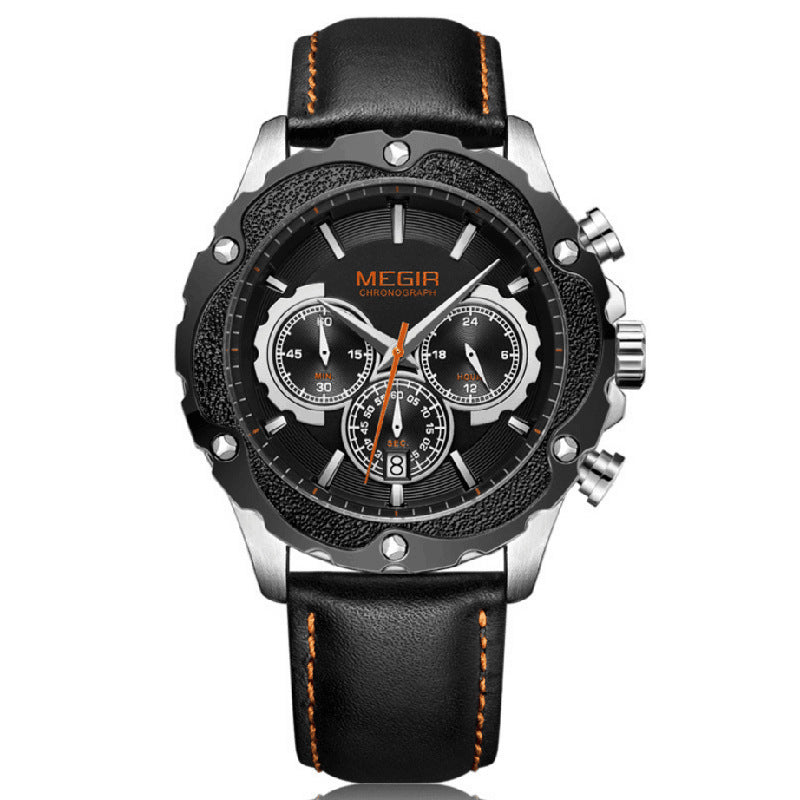 HKM-390227 Multifunctional Men's Quartz Sports Chronograph Watch with Digital Display and Calendar