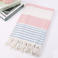 HKM-390291 Turkish Cotton Striped Beach Towel - 100x180cm - 60% Cotton, 40% Polyester