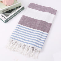 HKM-390291 Turkish Cotton Striped Beach Towel - 100x180cm - 60% Cotton, 40% Polyester