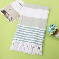 HKM-390291 Turkish Cotton Striped Beach Towel - 100x180cm - 60% Cotton, 40% Polyester