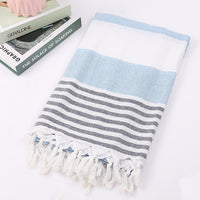 HKM-390291 Turkish Cotton Striped Beach Towel - 100x180cm - 60% Cotton, 40% Polyester