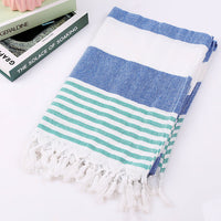 HKM-390291 Turkish Cotton Striped Beach Towel - 100x180cm - 60% Cotton, 40% Polyester