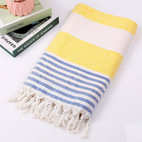 HKM-390291 Turkish Cotton Striped Beach Towel - 100x180cm - 60% Cotton, 40% Polyester