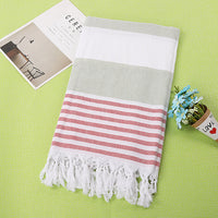 HKM-390291 Turkish Cotton Striped Beach Towel - 100x180cm - 60% Cotton, 40% Polyester
