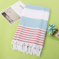 HKM-390291 Turkish Cotton Striped Beach Towel - 100x180cm - 60% Cotton, 40% Polyester