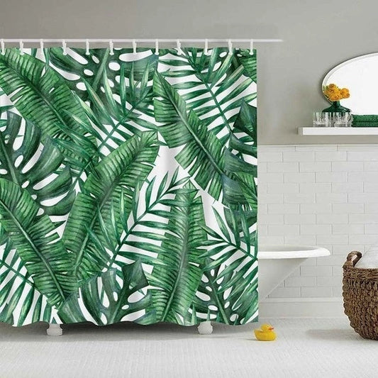 HKM-390419 Tropical Digital Print Shower Curtain with High-Resolution Design and Eco-Friendly Material