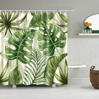 HKM-390419 Tropical Digital Print Shower Curtain with High-Resolution Design and Eco-Friendly Material