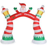 HKM-390483 8.9ft Inflatable Christmas Arch with LED Lights and Drawstring Pockets for Holiday Decorations