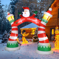 HKM-390483 8.9ft Inflatable Christmas Arch with LED Lights and Drawstring Pockets for Holiday Decorations