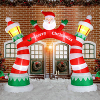 HKM-390483 8.9ft Inflatable Christmas Arch with LED Lights and Drawstring Pockets for Holiday Decorations