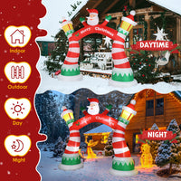 HKM-390483 8.9ft Inflatable Christmas Arch with LED Lights and Drawstring Pockets for Holiday Decorations