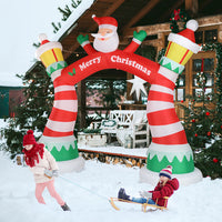 HKM-390483 8.9ft Inflatable Christmas Arch with LED Lights and Drawstring Pockets for Holiday Decorations
