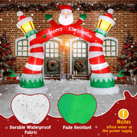 HKM-390483 8.9ft Inflatable Christmas Arch with LED Lights and Drawstring Pockets for Holiday Decorations