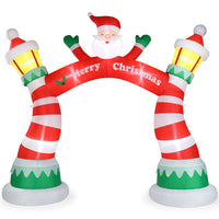 HKM-390483 8.9ft Inflatable Christmas Arch with LED Lights and Drawstring Pockets for Holiday Decorations
