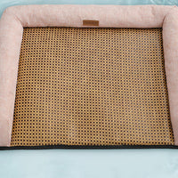 HKM-390483 Summer Rattan Sleeping Mat - Soft PP Cotton - Available in Pink, Gray, Brown - Sizes S, M, L