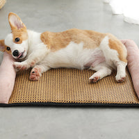 HKM-390483 Summer Rattan Sleeping Mat - Soft PP Cotton - Available in Pink, Gray, Brown - Sizes S, M, L