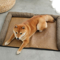 HKM-390483 Summer Rattan Sleeping Mat - Soft PP Cotton - Available in Pink, Gray, Brown - Sizes S, M, L