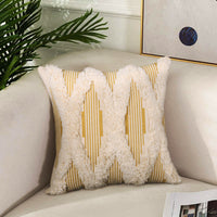 HKM-390547 Cotton Woven Pinstripe Tufted Pillowcase for Sofa or Car, 45x45cm & 30x50cm