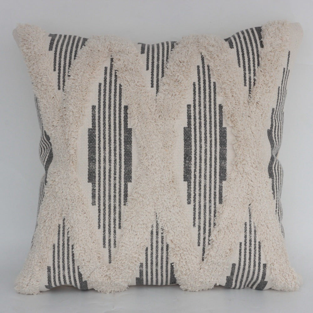 HKM-390547 Cotton Woven Pinstripe Tufted Pillowcase for Sofa or Car, 45x45cm & 30x50cm