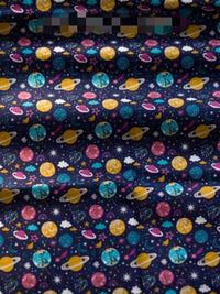 HKM-390547 Digital Printed Cotton Fabric - Cartoon Animation Starry Sky Design, 145CM Width