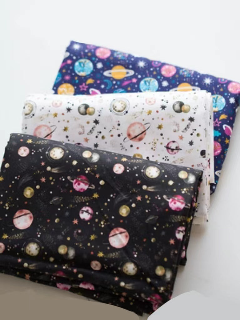 HKM-390547 Digital Printed Cotton Fabric - Cartoon Animation Starry Sky Design, 145CM Width