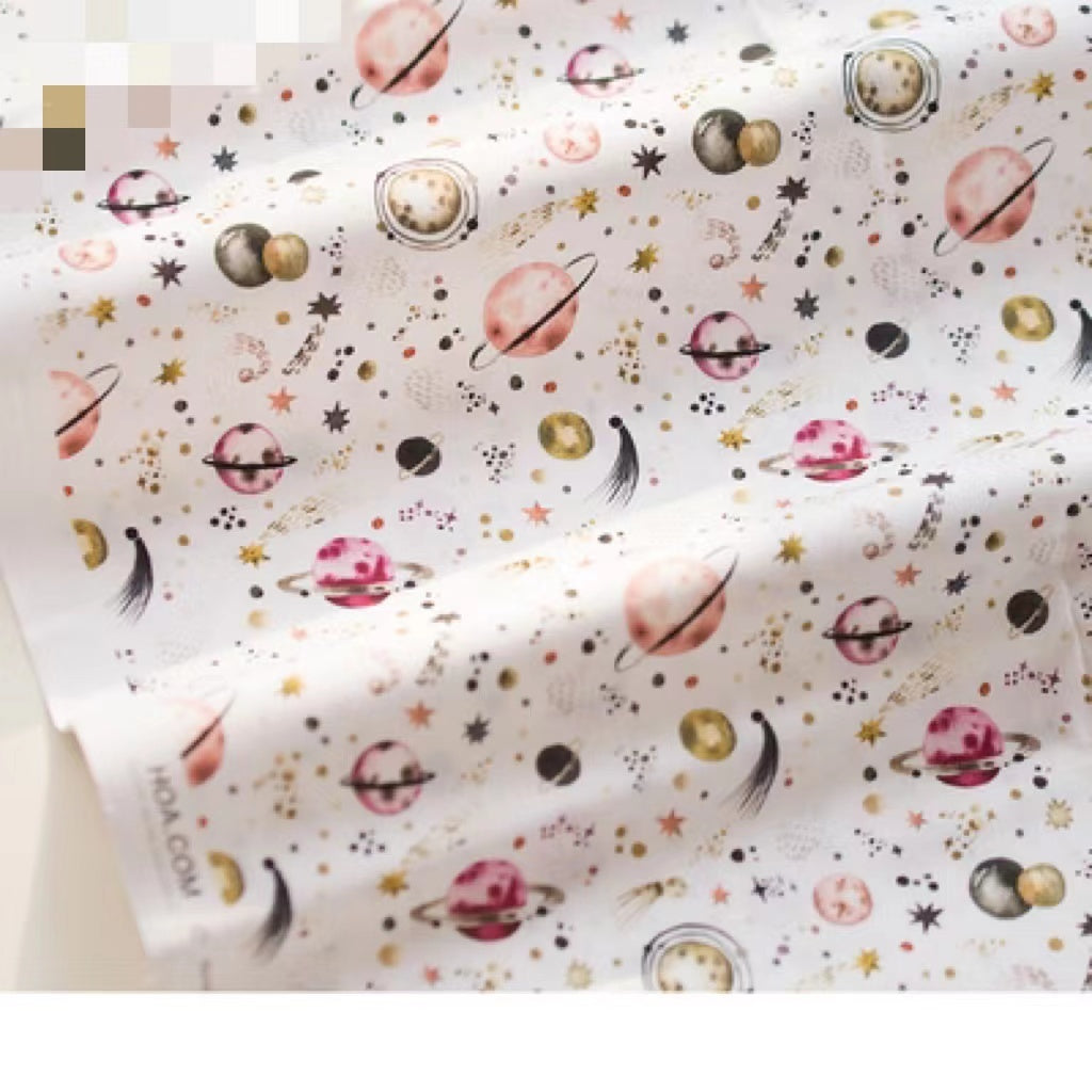 HKM-390547 Digital Printed Cotton Fabric - Cartoon Animation Starry Sky Design, 145CM Width