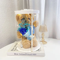 HKM-390547 Plush Teddy Bear with Soap Flower Bouquet - Perfect Gift for All Occasions