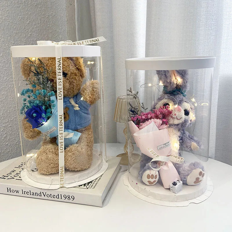 HKM-390547 Plush Teddy Bear with Soap Flower Bouquet - Perfect Gift for All Occasions