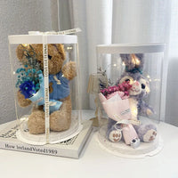 HKM-390547 Plush Teddy Bear with Soap Flower Bouquet - Perfect Gift for All Occasions