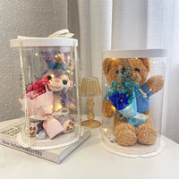 HKM-390547 Plush Teddy Bear with Soap Flower Bouquet - Perfect Gift for All Occasions