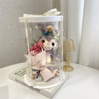 HKM-390547 Plush Teddy Bear with Soap Flower Bouquet - Perfect Gift for All Occasions