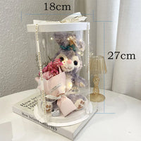 HKM-390547 Plush Teddy Bear with Soap Flower Bouquet - Perfect Gift for All Occasions