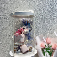 HKM-390547 Plush Teddy Bear with Soap Flower Bouquet - Perfect Gift for All Occasions