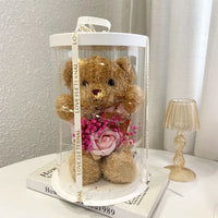 HKM-390547 Plush Teddy Bear with Soap Flower Bouquet - Perfect Gift for All Occasions
