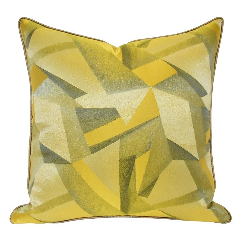 HKM-390675 Geometric Pattern Pillow Cover for Hotel, Homestay, and Office - Khaki, Green, Yellow
