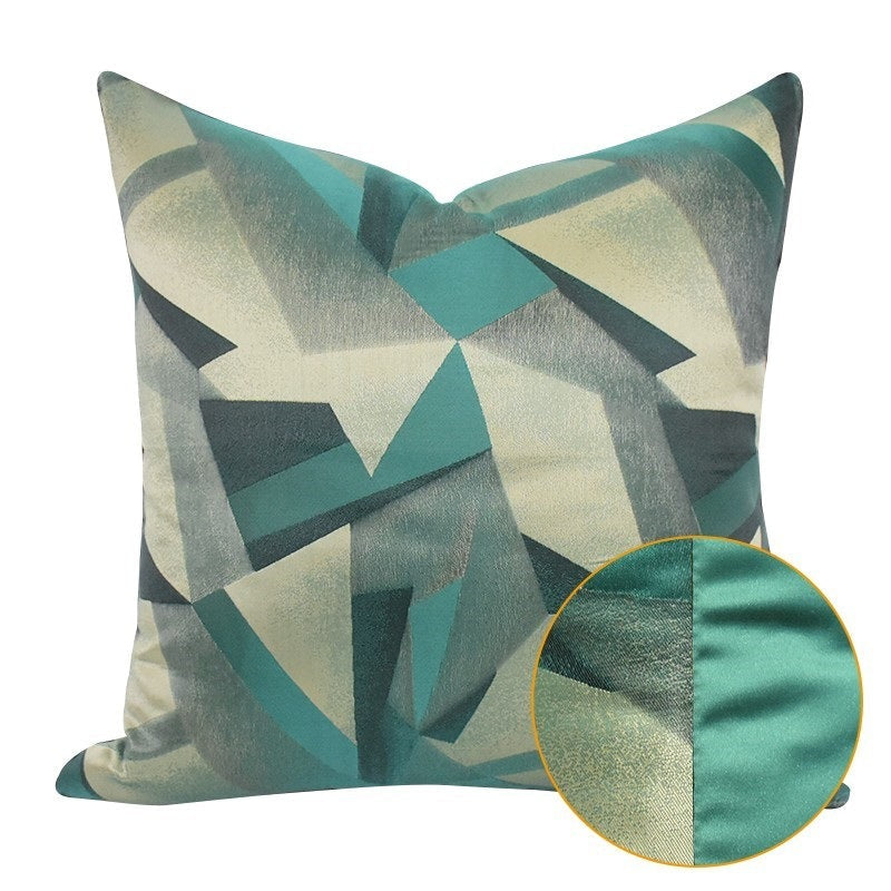 HKM-390675 Geometric Pattern Pillow Cover for Hotel, Homestay, and Office - Khaki, Green, Yellow
