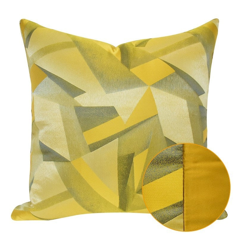 HKM-390675 Geometric Pattern Pillow Cover for Hotel, Homestay, and Office - Khaki, Green, Yellow