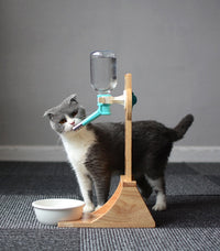 HKM-390739 Cat and Dog Water Dispenser with Bamboo and Oak Holder - 300ml Capacity, 3 Colors Available