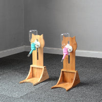 HKM-390739 Cat and Dog Water Dispenser with Bamboo and Oak Holder - 300ml Capacity, 3 Colors Available