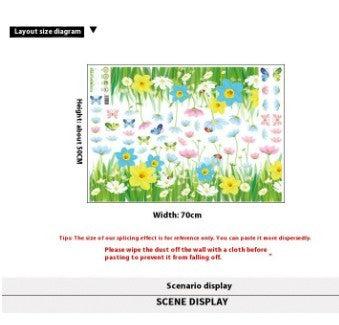 HKM-390803 Waterproof PVC Flower and Plant Wall Stickers - Skirting Line Decor 50x70 cm