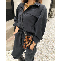 HKM-391123 Amber Leopard Belt with Diagonal Chain for Apple iPhone Models 7/8/SE 2020, 7 Plus/8 Plus, X/XS, XR, XS Max, 11, 11 Pro, 11 Pro Max, 12 Mini, 12, 12 Pro, 12 Pro Max – Silicone Back Cover