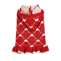 HKM-391123 Cute Winter Knit Hoodie for Small Dogs with Heart Design