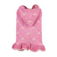 HKM-391123 Cute Winter Knit Hoodie for Small Dogs with Heart Design