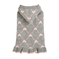 HKM-391123 Cute Winter Knit Hoodie for Small Dogs with Heart Design