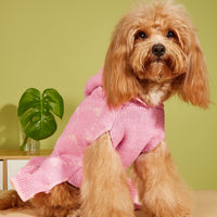 HKM-391123 Cute Winter Knit Hoodie for Small Dogs with Heart Design