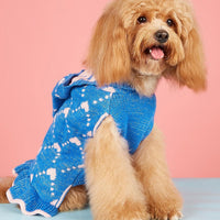 HKM-391123 Cute Winter Knit Hoodie for Small Dogs with Heart Design